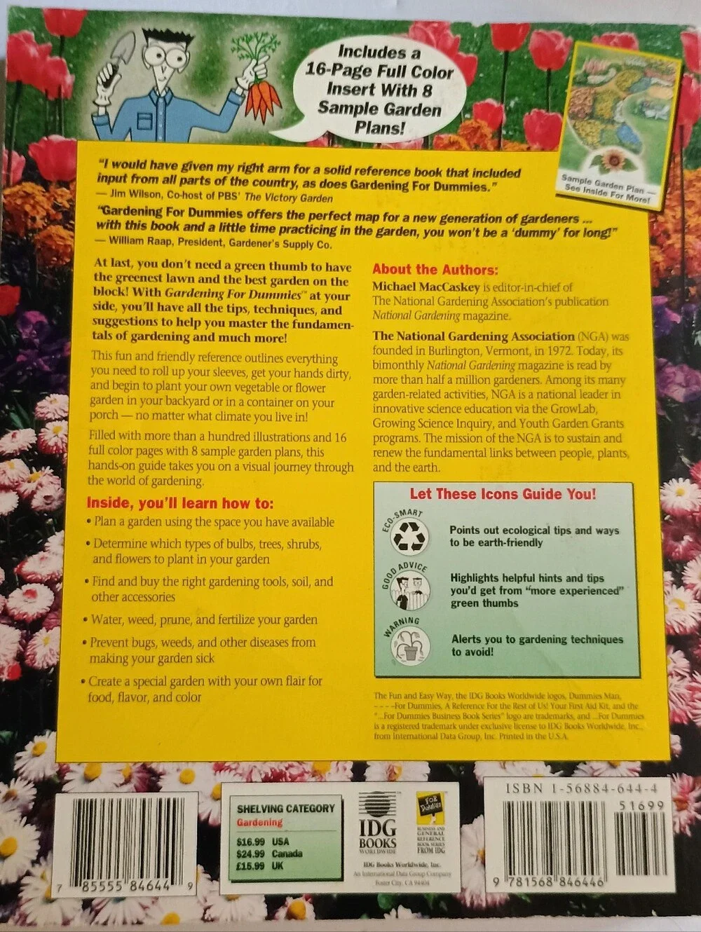 Gardening for Dummies Book (1996) by Michael MacCaskey, Paperback, Pre-owned